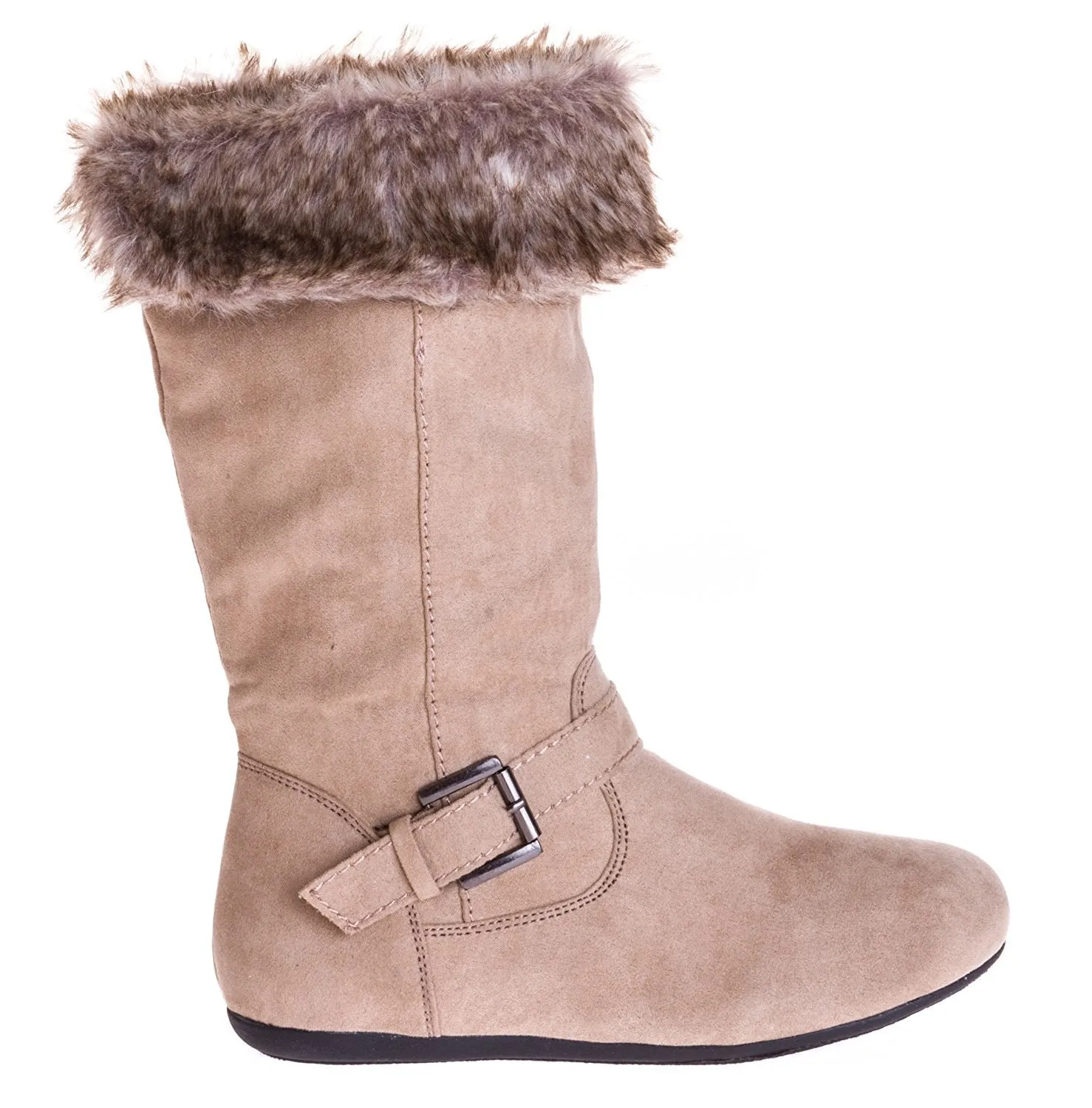Sara Z Girls Microsuede Boots With Fur Lining (Tan), Size 13-1