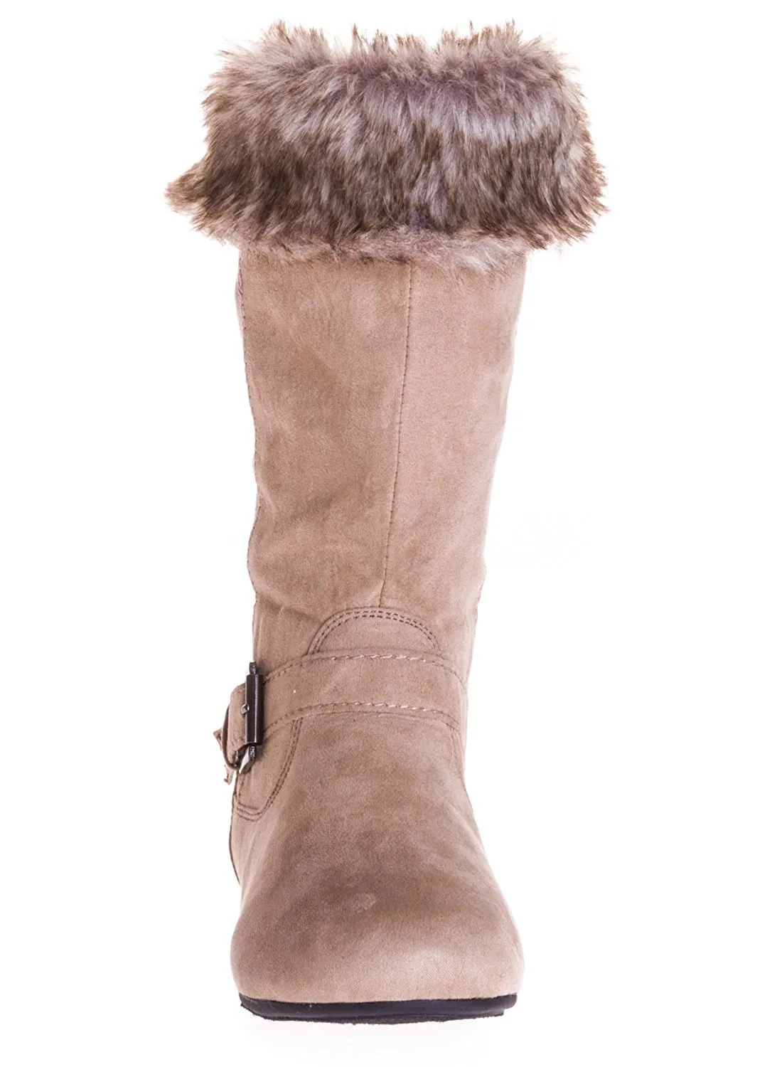 Sara Z Girls Microsuede Boots With Fur Lining (Tan), Size 13-1