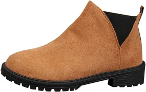 Sinzelimin Women's Ankle Boots, Cowboy Boots for Women Chunky Heel Pointed Toe Pull-On Mid Calf Booties, Womens Hiking Boots
