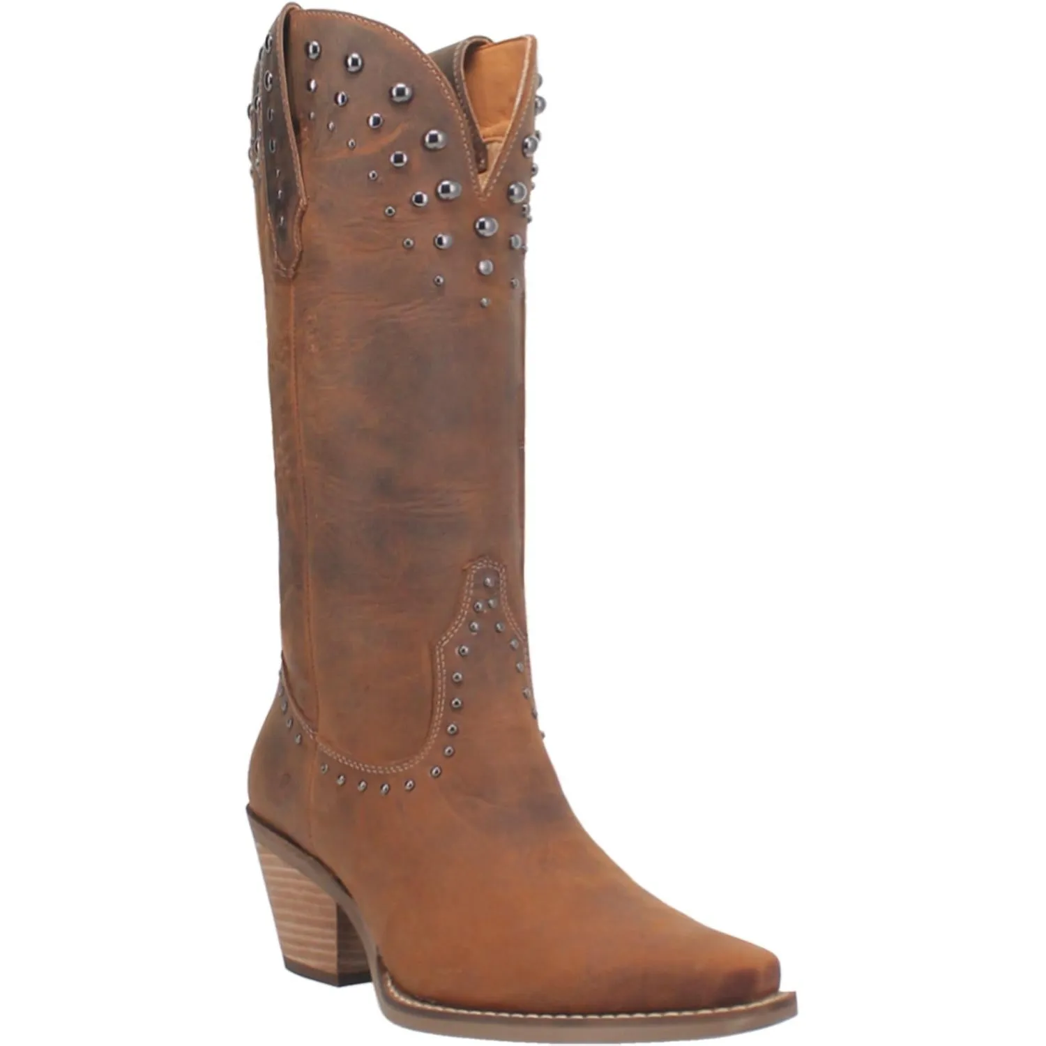 Talkin' Rodeo Brown Distressed Leather Studded Boots (DS)