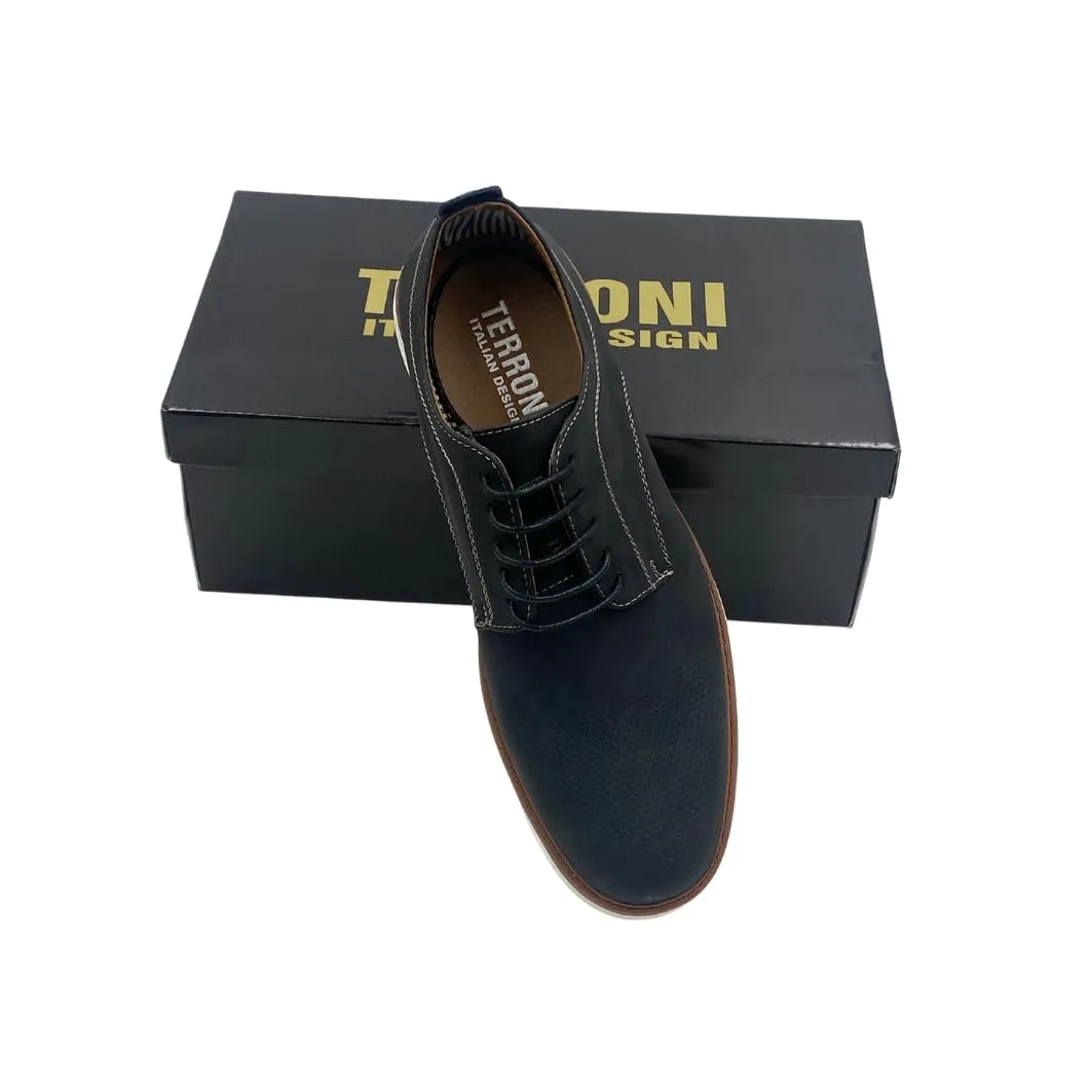 Terroni Men's Black Casual Lace Up Shoe-Fashionable-Italian Design-Comfort Dress Shoe-Casual shoe- Business Shoe (13)