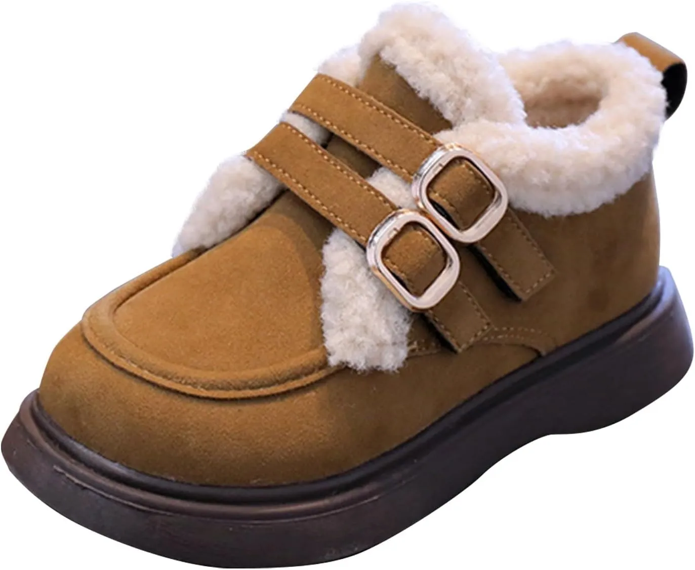 Toddler Kids Winter Snow Boots Slip On Cold Weather Sneakers Anti-Slip Fleece Ankle Boots Baby Girl Glittery Shoes