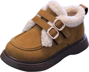 Toddler Kids Winter Snow Boots Slip On Cold Weather Sneakers Anti-Slip Fleece Ankle Boots Baby Girl Glittery Shoes