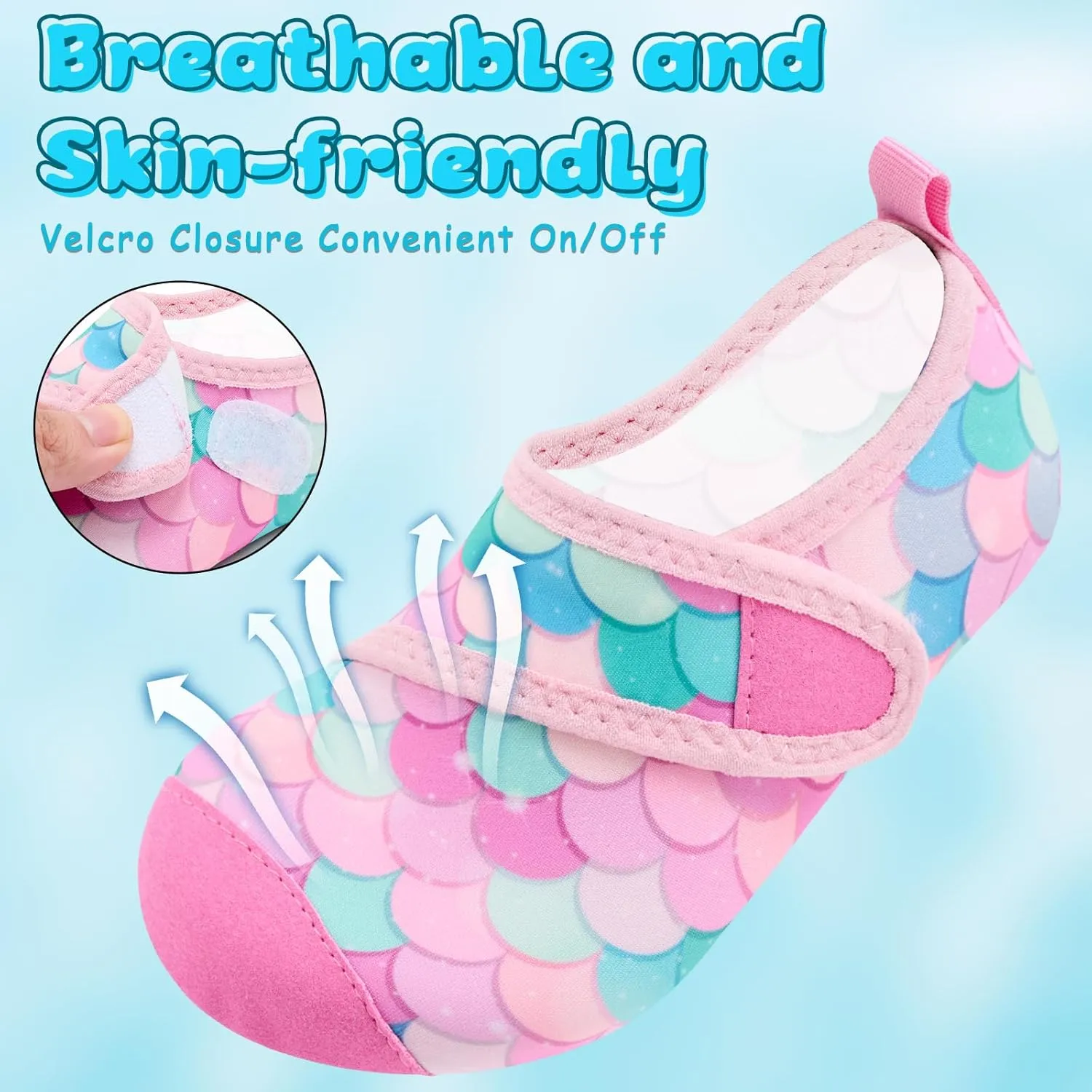 VIFUUR Kids Water Shoes Boys Girls Barefoot Water Sports Socks Hook&Loop Beach Shoes Quick Dry Aqua Socks Swim Walking Outdoor Sports for Toddler