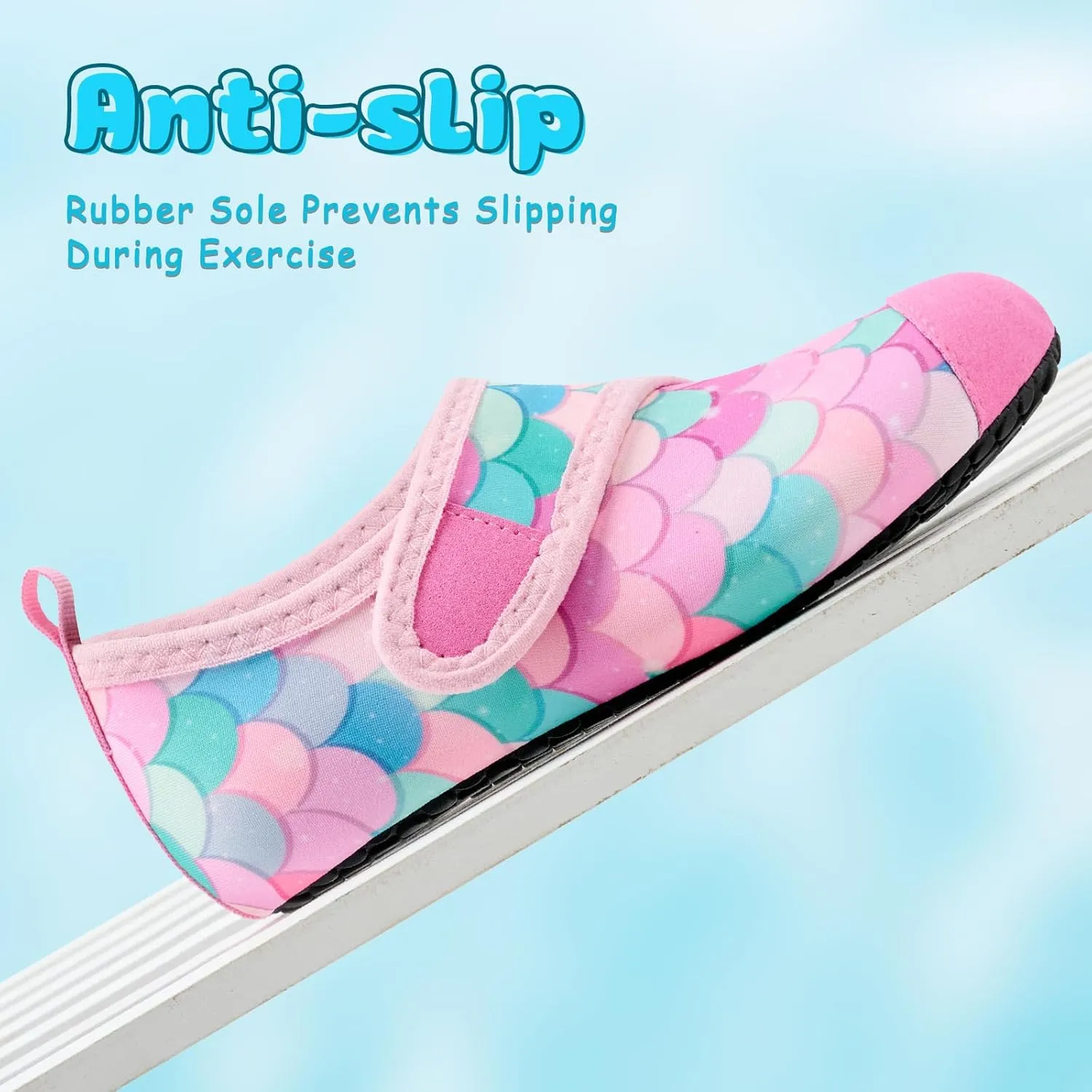 VIFUUR Kids Water Shoes Boys Girls Barefoot Water Sports Socks Hook&Loop Beach Shoes Quick Dry Aqua Socks Swim Walking Outdoor Sports for Toddler