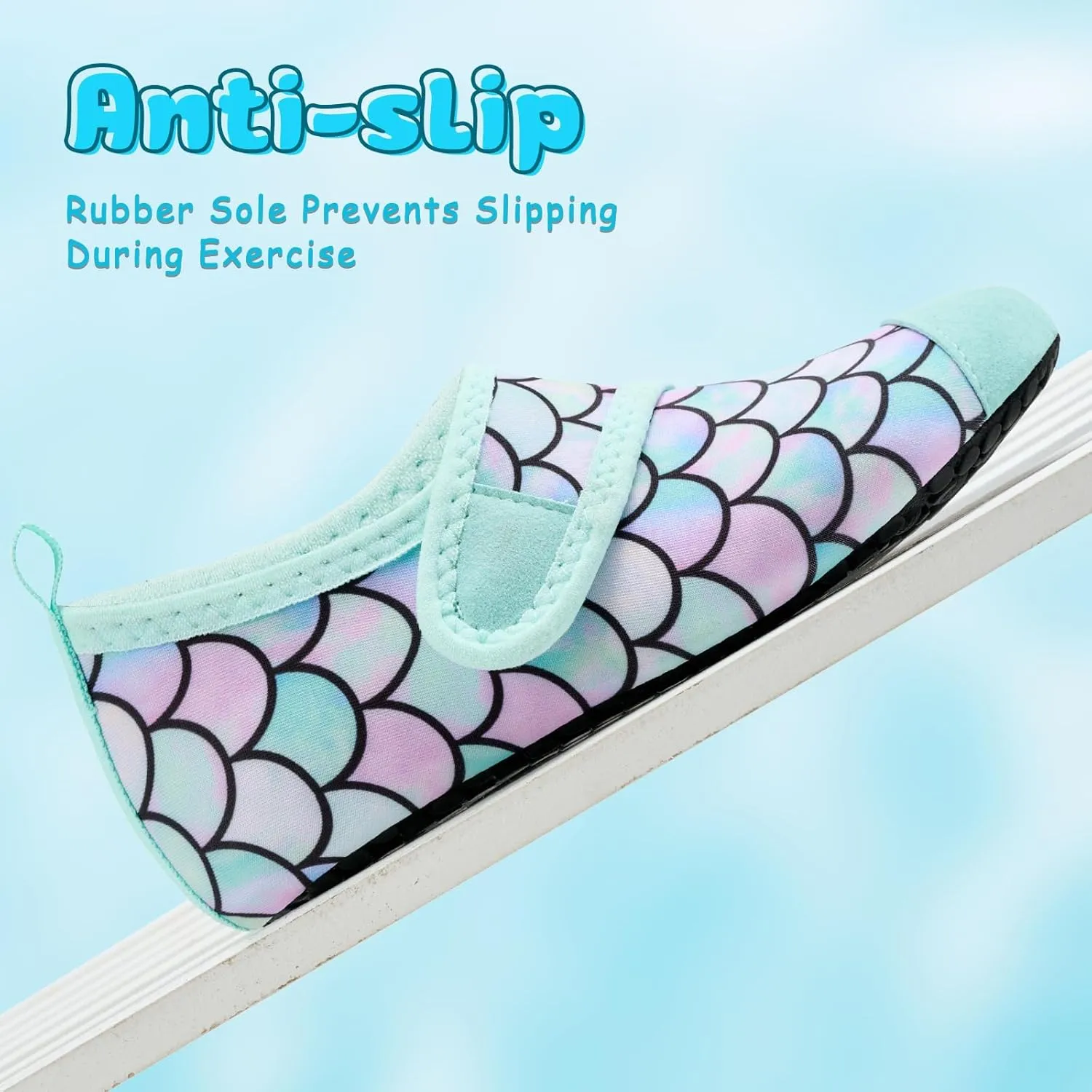 VIFUUR Kids Water Shoes Boys Girls Barefoot Water Sports Socks Hook&Loop Beach Shoes Quick Dry Aqua Socks Swim Walking Outdoor Sports for Toddler