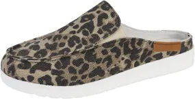 Women Canvas Slip On Lightweight Mule Sneaker,Summer Fashion Open Back Flats Walking Shoes Closed Round Toe Low Non-Slip Sneakers 2025 Top Casual Loafer Comfort