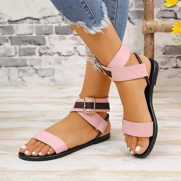 Women's Casual Flat Buckled Roman Beach Sandals 80578834S
