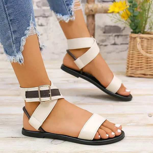 Women's Casual Flat Buckled Roman Beach Sandals 80578834S