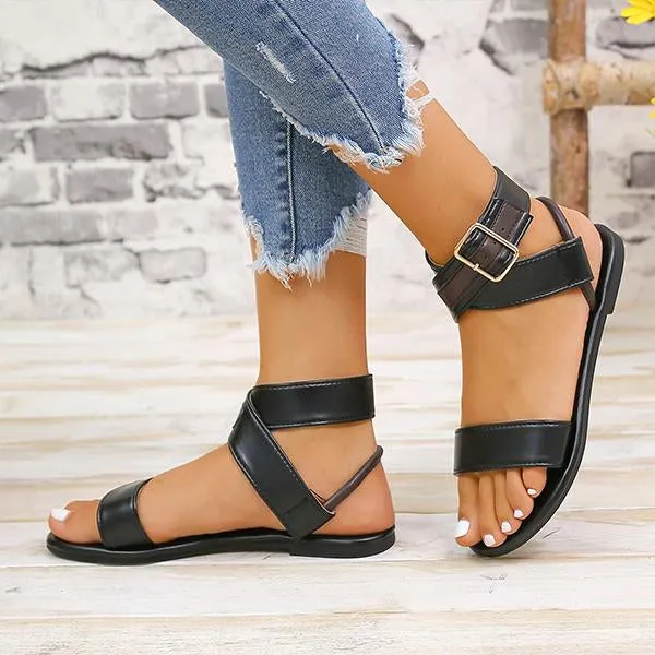 Women's Casual Flat Buckled Roman Beach Sandals 80578834S