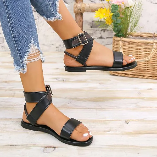 Women's Casual Flat Buckled Roman Beach Sandals 80578834S