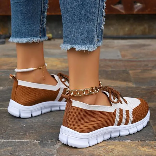 Women's Casual Lace Up Mesh Fly Knit Sneakers 12822218S