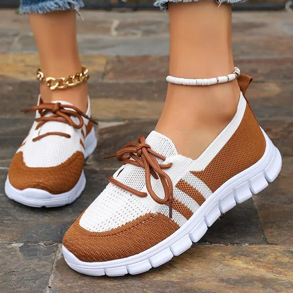 Women's Casual Lace Up Mesh Fly Knit Sneakers 12822218S