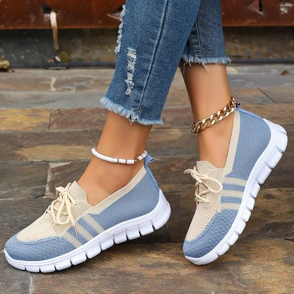 Women's Casual Lace Up Mesh Fly Knit Sneakers 12822218S