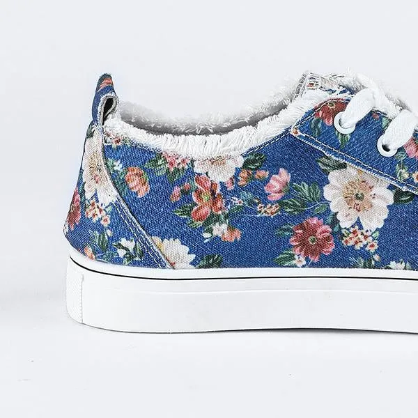 Women's Casual Low Top Printed Canvas Flats 03843943C
