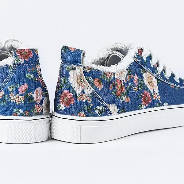 Women's Casual Low Top Printed Canvas Flats 03843943C