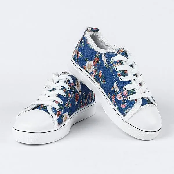 Women's Casual Low Top Printed Canvas Flats 03843943C
