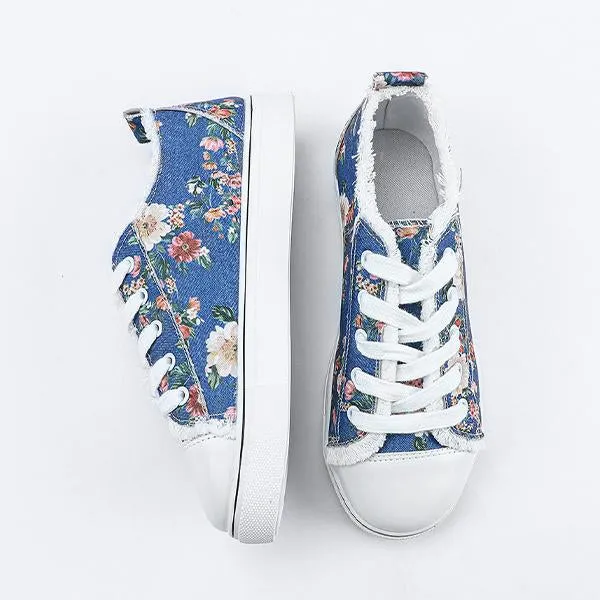 Women's Casual Low Top Printed Canvas Flats 03843943C