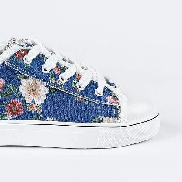 Women's Casual Low Top Printed Canvas Flats 03843943C