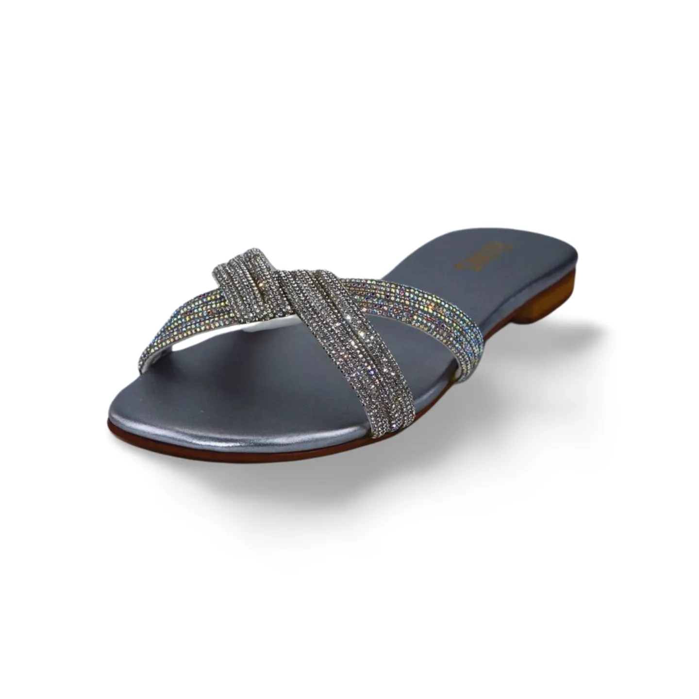 Women's Flat Sandals with Rhinestone Ziczac Straps