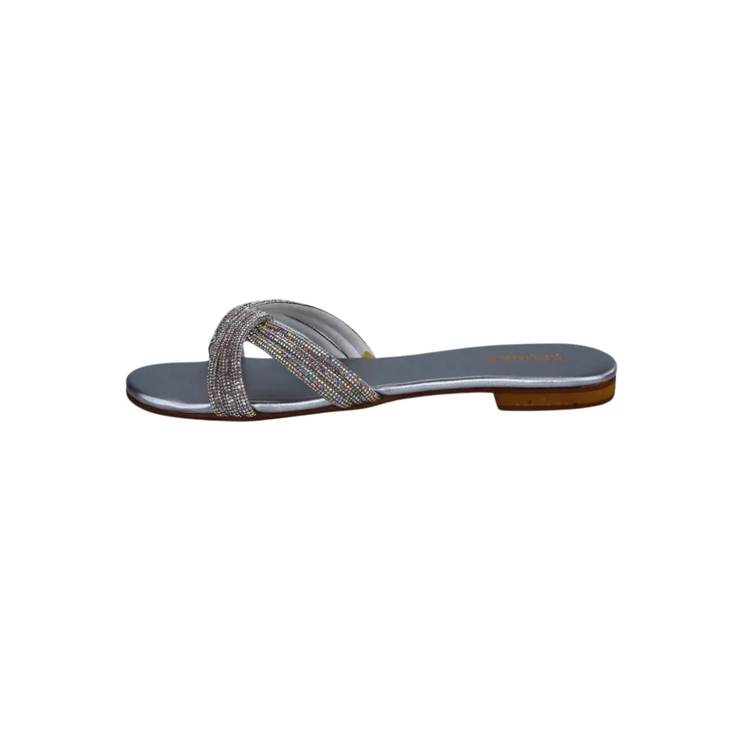 Women's Flat Sandals with Rhinestone Ziczac Straps