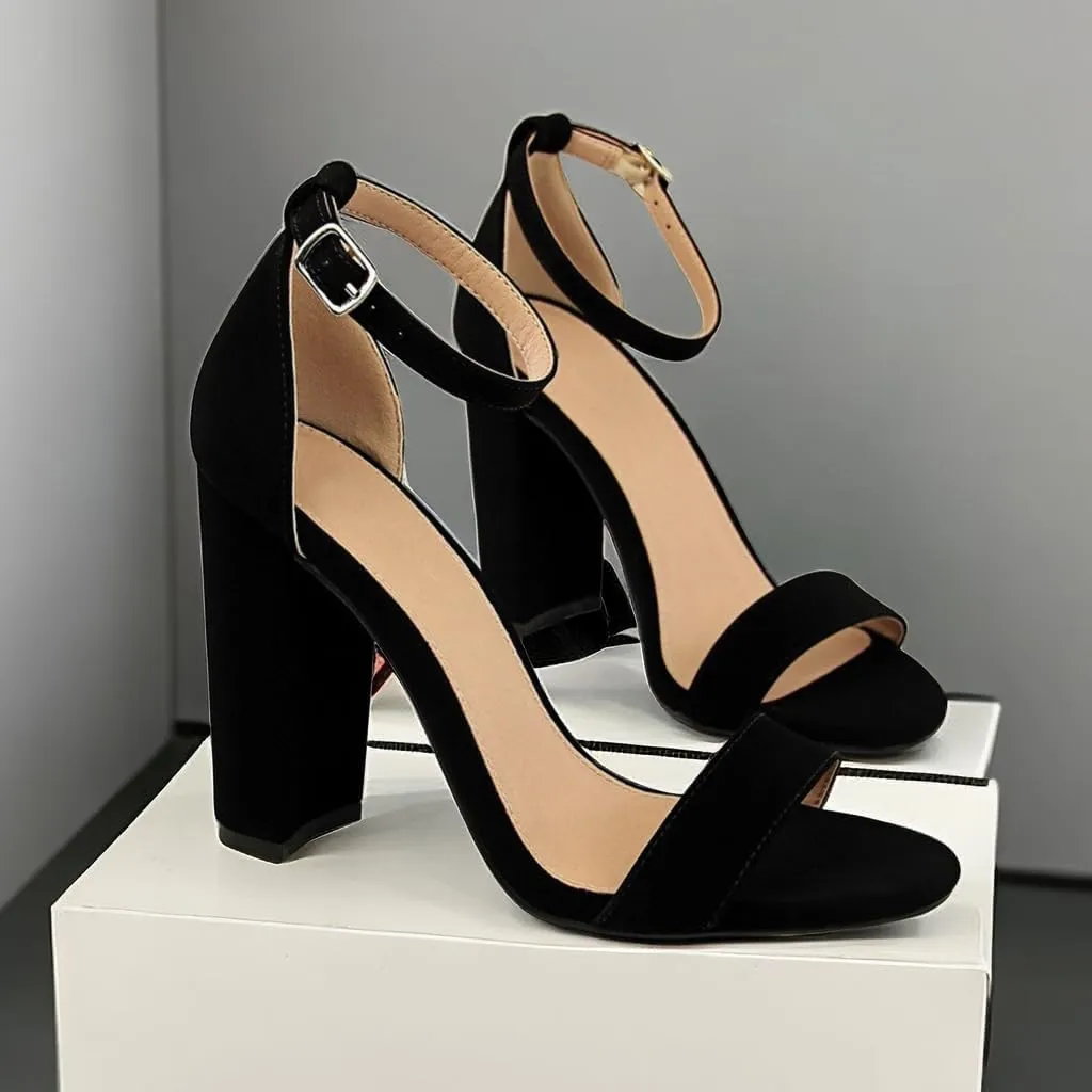 Women's High Chunky Heel Buckle Ankle Strap Sandals Chunky Block High Heel Sexy Dress Formal Party Sandal