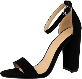 Women's High Chunky Heel Buckle Ankle Strap Sandals Chunky Block High Heel Sexy Dress Formal Party Sandal