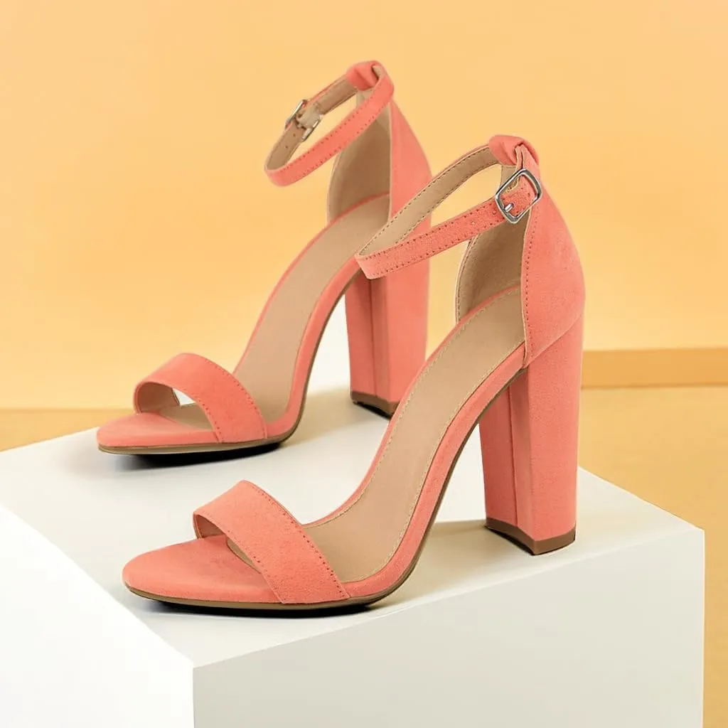 Women's High Chunky Heel Buckle Ankle Strap Sandals Chunky Block High Heel Sexy Dress Formal Party Sandal