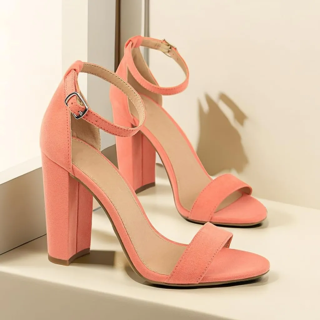 Women's High Chunky Heel Buckle Ankle Strap Sandals Chunky Block High Heel Sexy Dress Formal Party Sandal