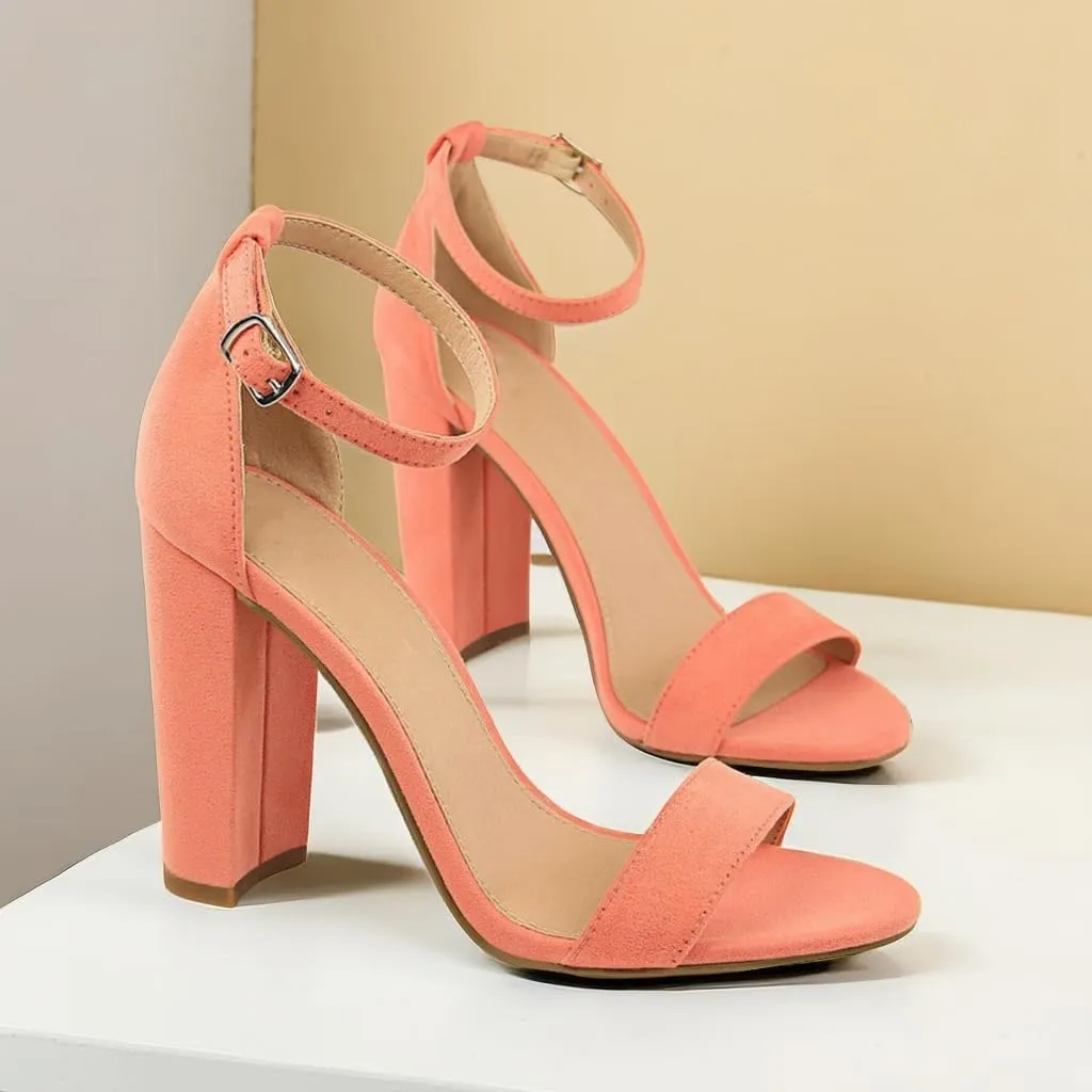 Women's High Chunky Heel Buckle Ankle Strap Sandals Chunky Block High Heel Sexy Dress Formal Party Sandal