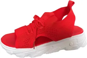 Womens Hollow Out Breathable Platform Wedge Sandals Mesh Casual Thick Soled Lace Up Sandals Open Toe Beach Shoes Ankle Strap Comfortable Walking Shoes