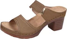 Womens Sandals Platform Chunky Heels Low Block Heeled Sandals Slip On Open Toe Walking Slippers Ladies Elegant Summer All-Match Sandal Outdoor Shoes for Women Dressy