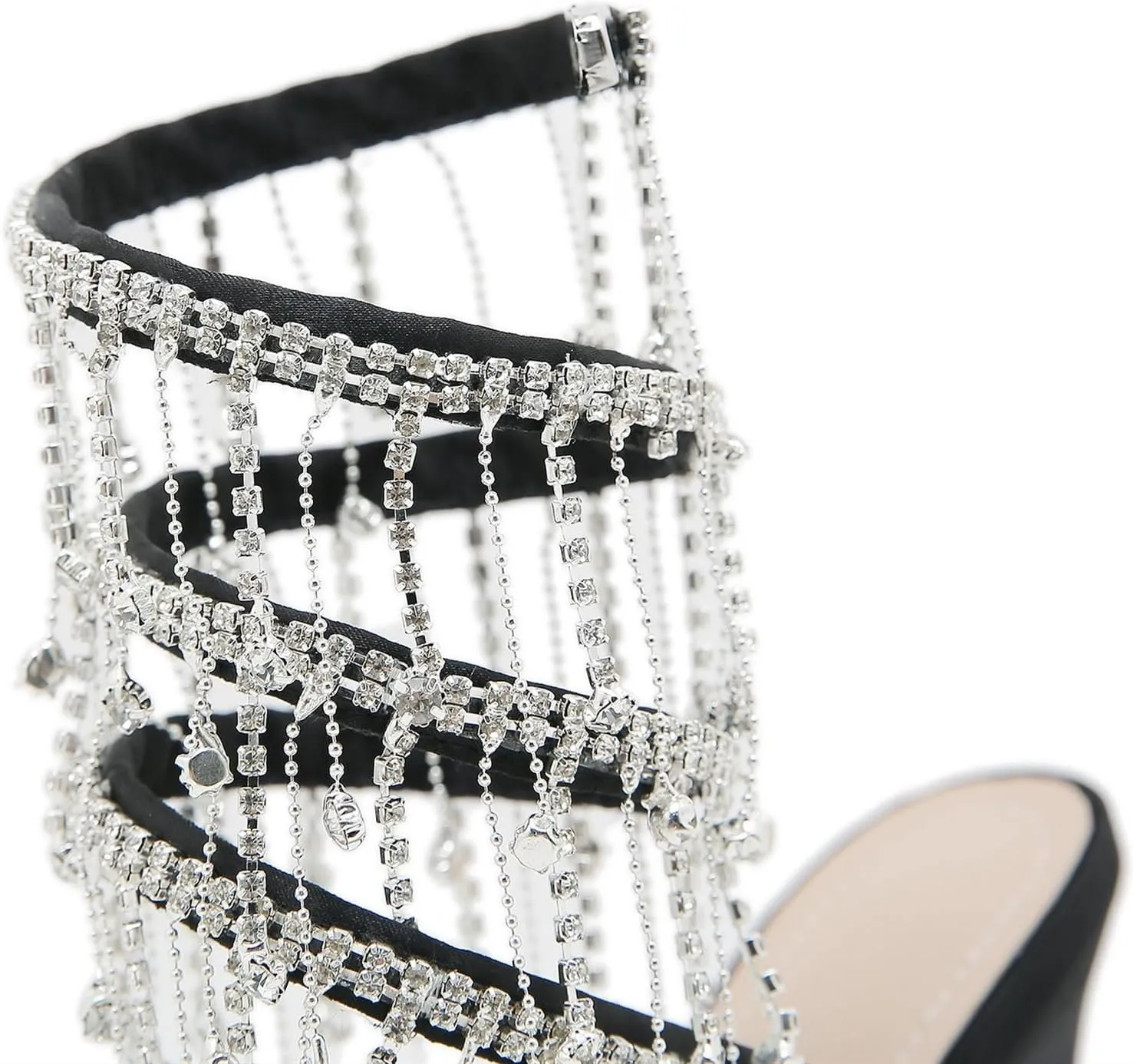 Women's Stiletto High Heel Rhinestone Spiral Ankle Wrap High Heel Sandals Wedding Evening Dress Dance Shoes