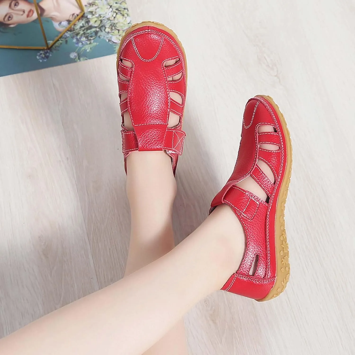 Women's Summer Casual Sandals Comfortable Flat Open Toe Beach Footwear Lightweight Breathable Slip On Walking